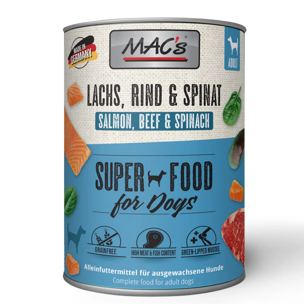 6x800g Adult Zalm & Spinazie MAC's Hondenvoer van MAC's – productfoto