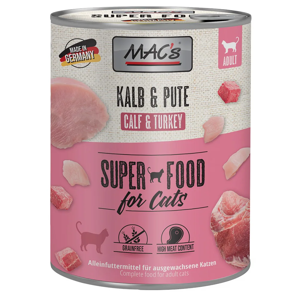 6x800g Kalf & Kalkoen MAC's Kattenvoer van MAC's – productfoto