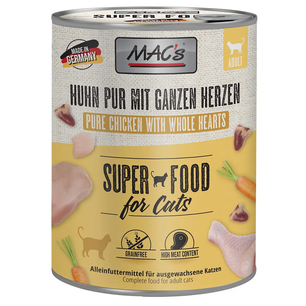 6x800g Kip Puur/Gevogelteharten MAC´s Cat Kattenvoer van MAC's – productfoto