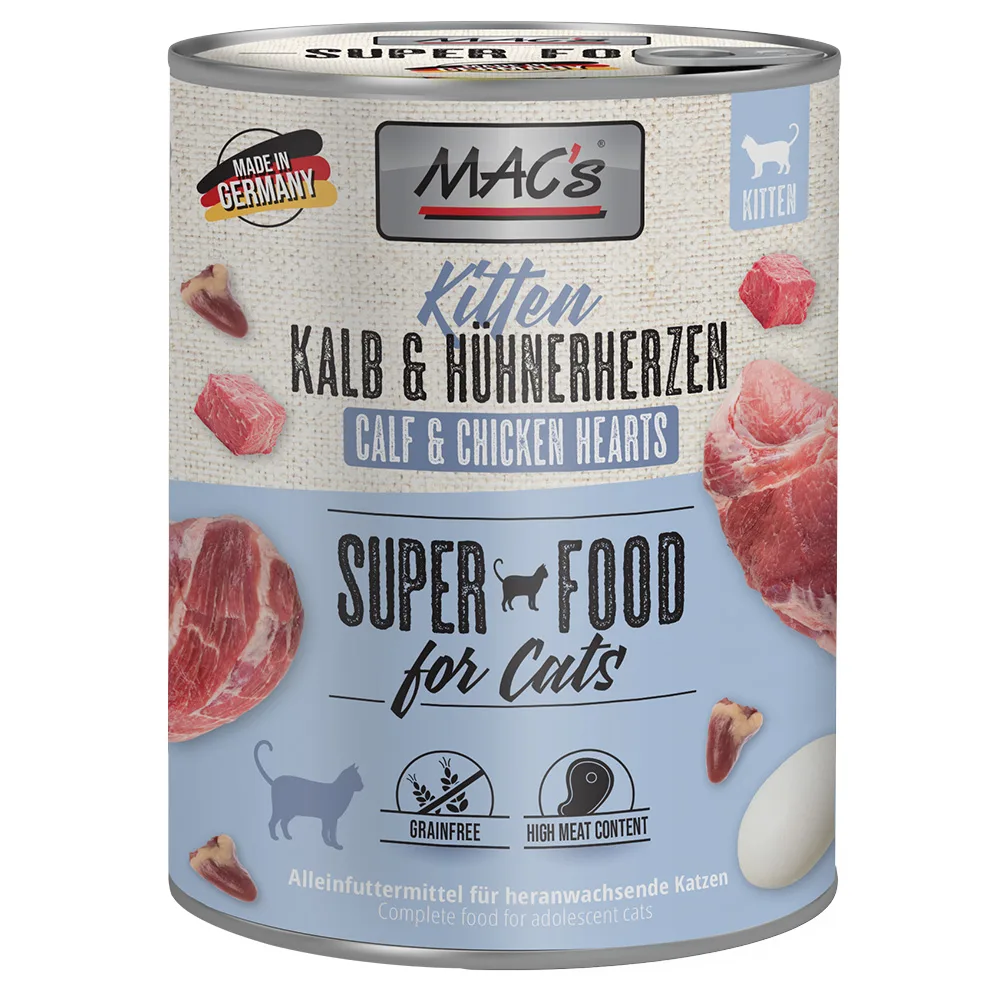 6x800g Kitten Kalf/Kippenharten MAC´s Cat Kattenvoer van MAC's – productfoto
