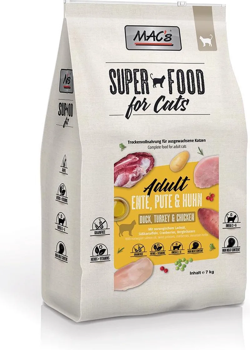 Adult Kattenvoer - Eend, Kalkoen & Kip - 7 kg von MAC's – Produktfoto