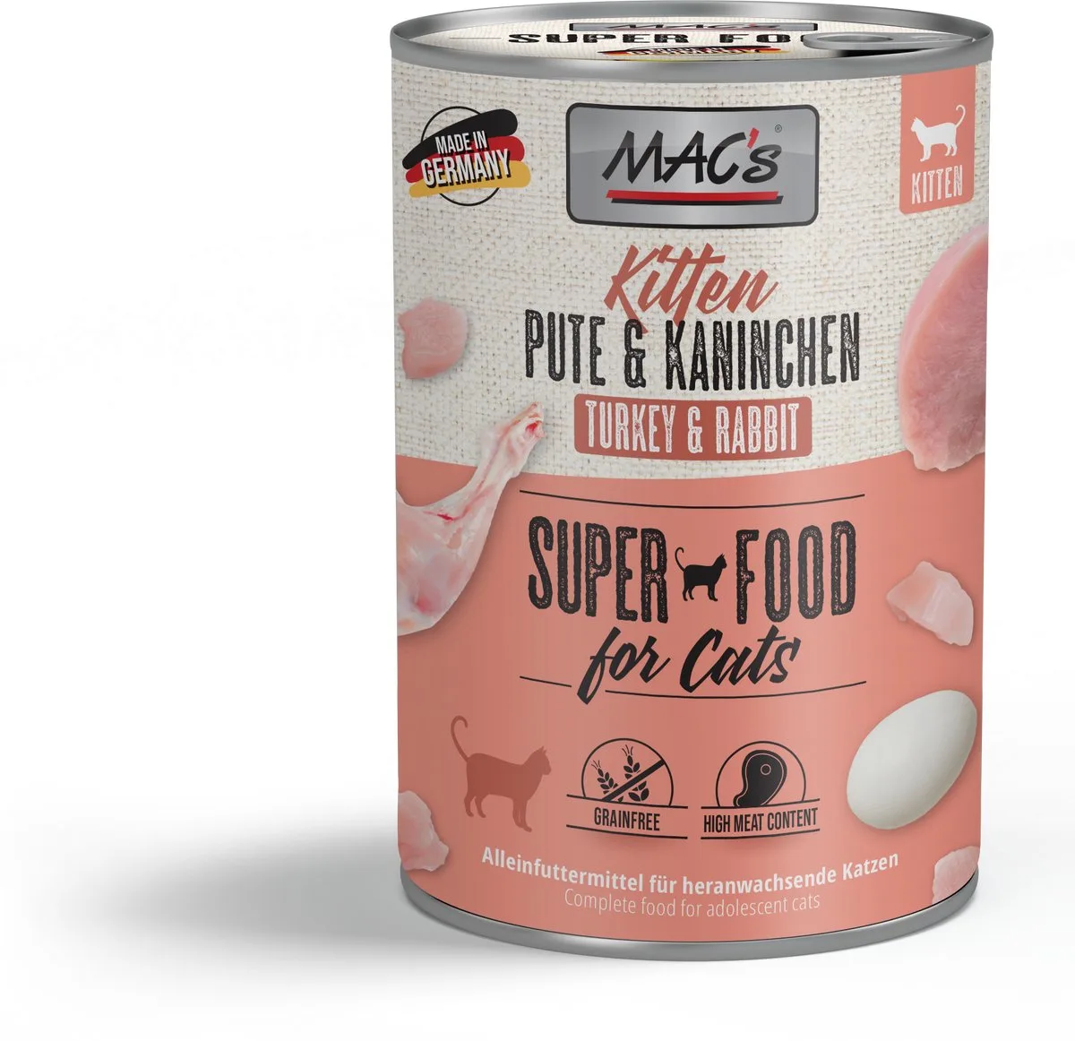 CAT - Blik 6x400g - Kalkoen & Konijn van MAC's – productfoto