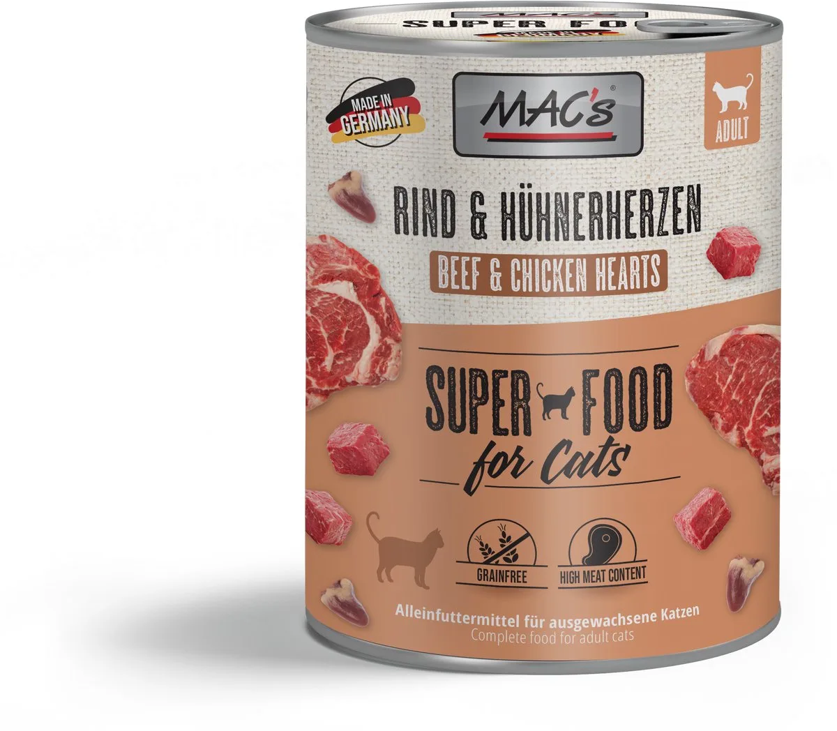CAT - Blik 6x800g - Rundvlees & Kippenhartjes fra MAC's – produktbillede