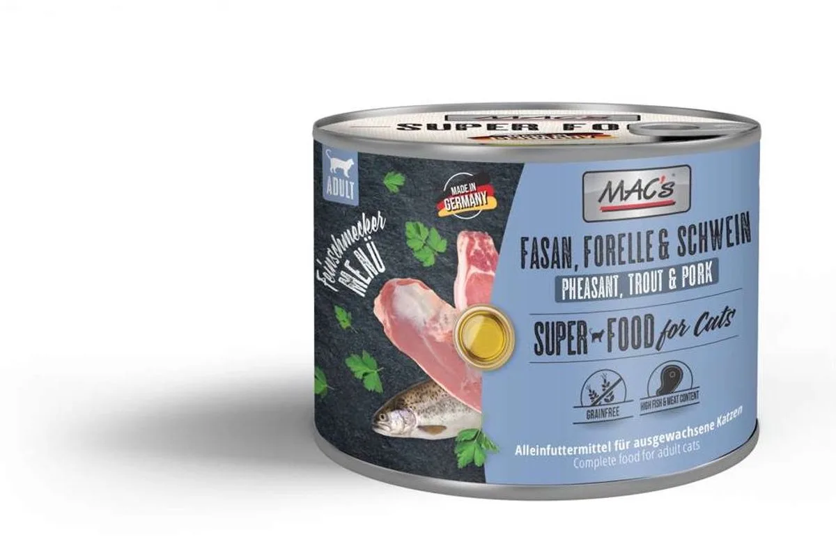 CAT - Gourmet blik 6x200g - Fazant, forel met varkensvlees van MAC's – productfoto