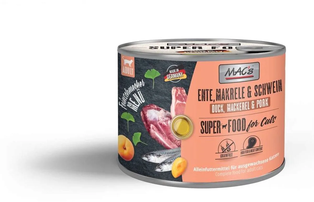 CAT - Gourmet blikje 6x200g - eend, makreel & varkensvlees van MAC's – productfoto