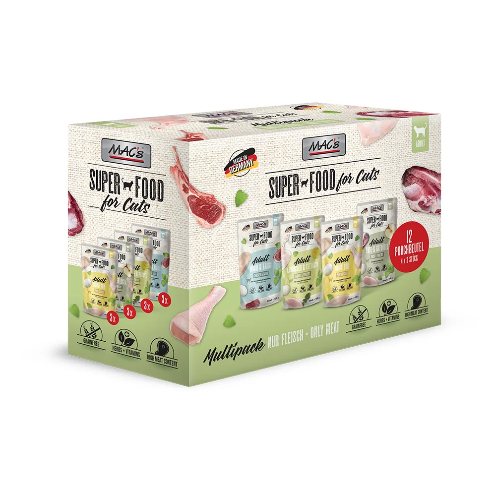 Cat Multipak Kattenvoer 12 x 100 g - met Vlees von MAC's – Produktfoto
