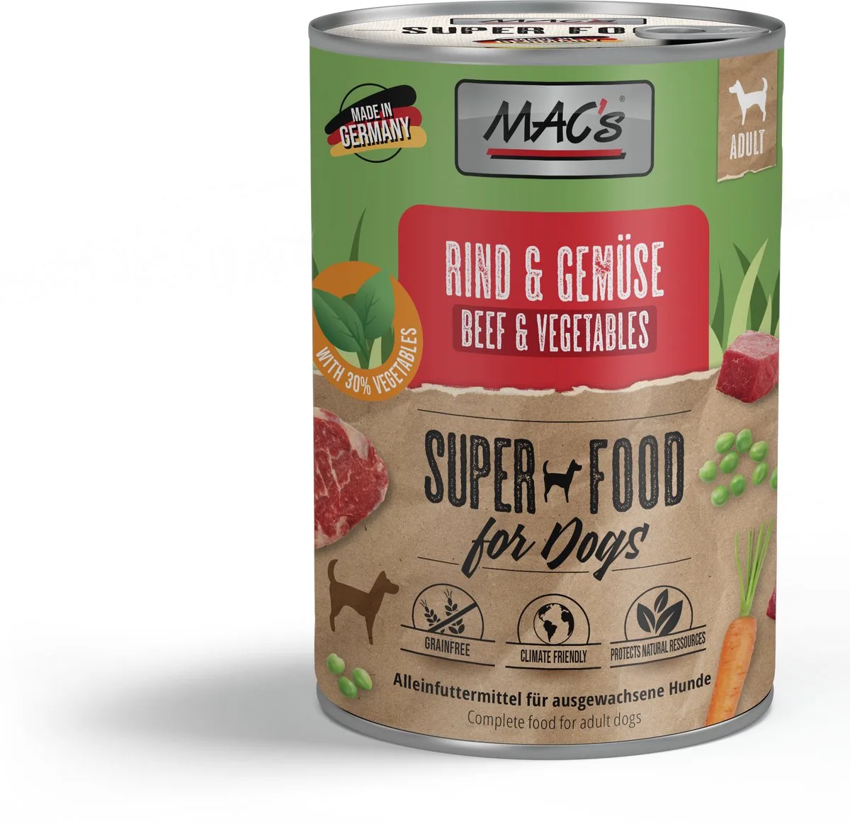 DOG - Blik 6x400g - Rundvlees & Groenten van MAC's – productfoto