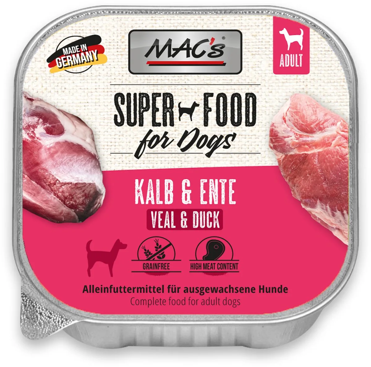 DOG Kalfsvlees & Eend 10 x 150g - hoog vers vleesgehalte 99% by MAC's – product photo