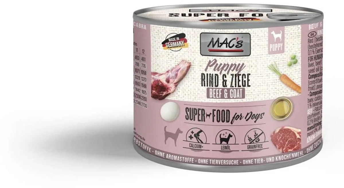 DOG - Puppy Blik 6x200g - Rund & Geit de MAC's – photo produit