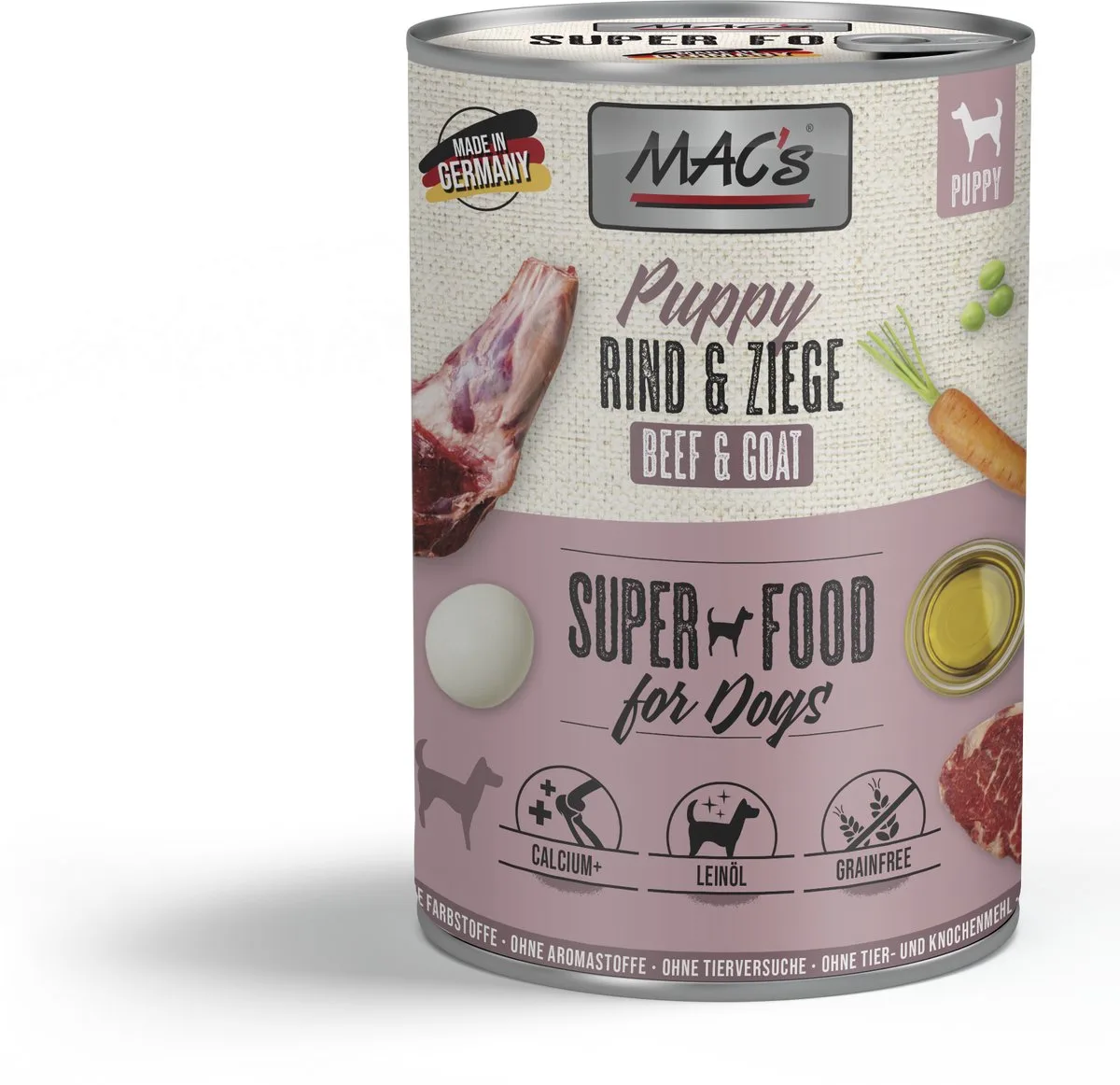 DOG - Puppy Blik 6x400g - Rund & Geit de MAC's – photo produit