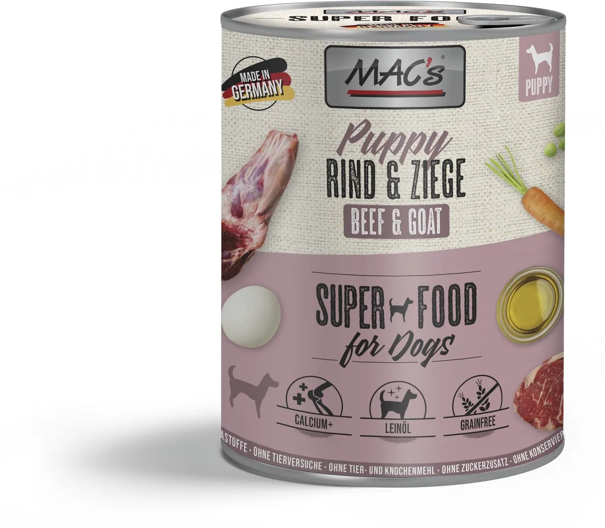 DOG - Puppy Blik 6x800g - Rund & Geit de MAC's – photo produit
