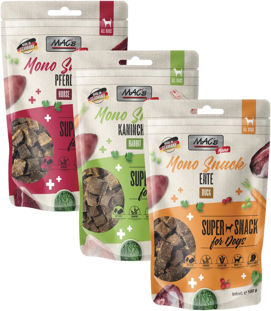 Dog Snack Monoprotein - Eend - 9 x 100 g fra MAC's – produktbillede