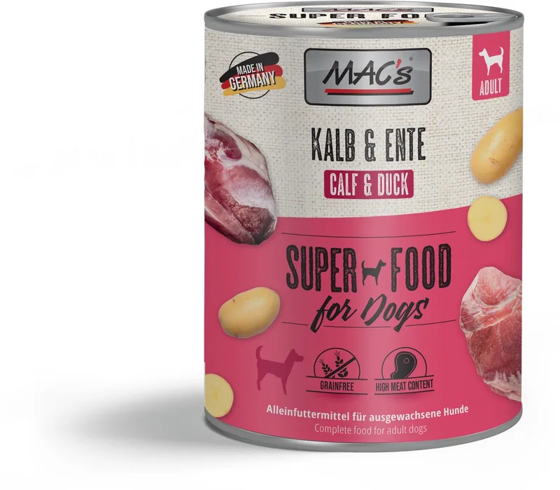 Hondenvoer Natvoer Blik - 70% Kalf & Eend - 6 x 800g de MAC's – photo produit