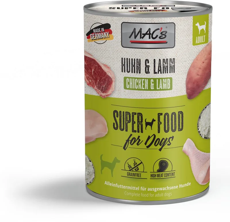 Hondenvoer Natvoer Blik - 70% Kip & Lam - 6 x 400g von MAC's – Produktfoto