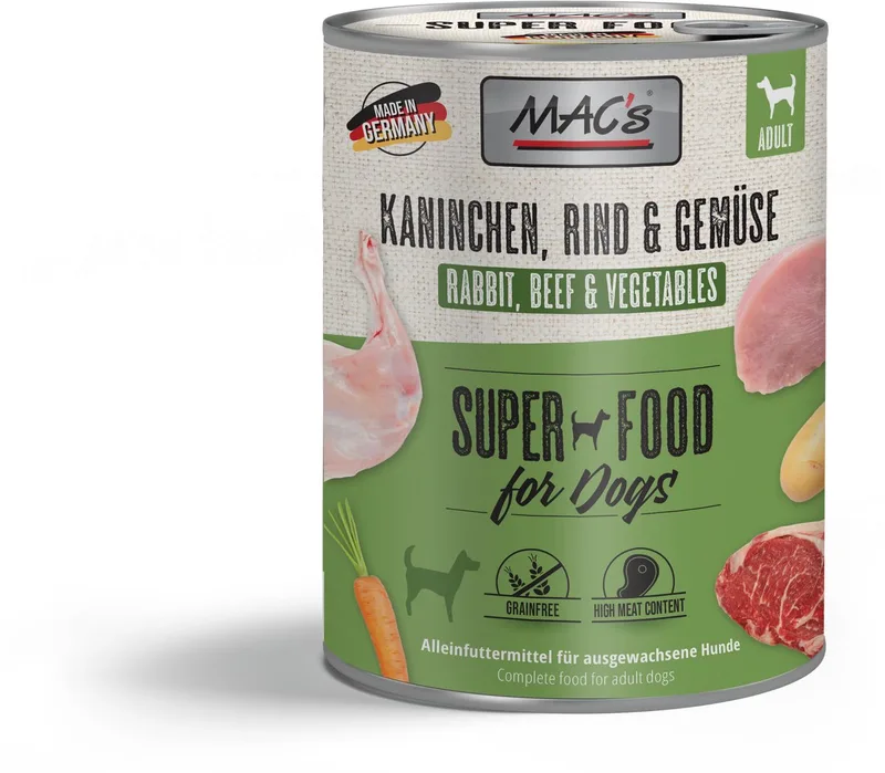 Hondenvoer Natvoer Blik - 70% Konijn & Groente - 6 x 800g by MAC's – product photo