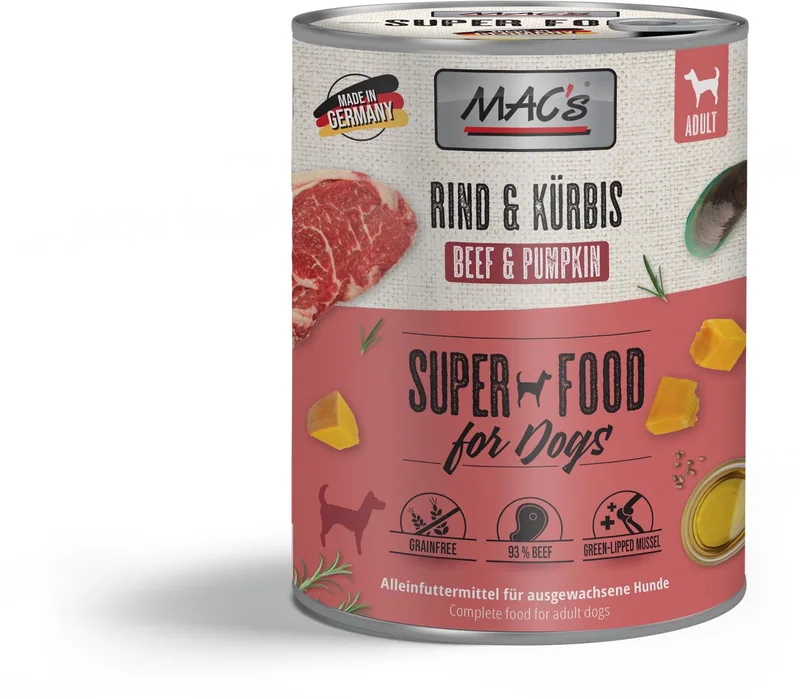 Hondenvoer Natvoer Blik - 70% Rund & Pompoen - 6 x 800g by MAC's – product photo
