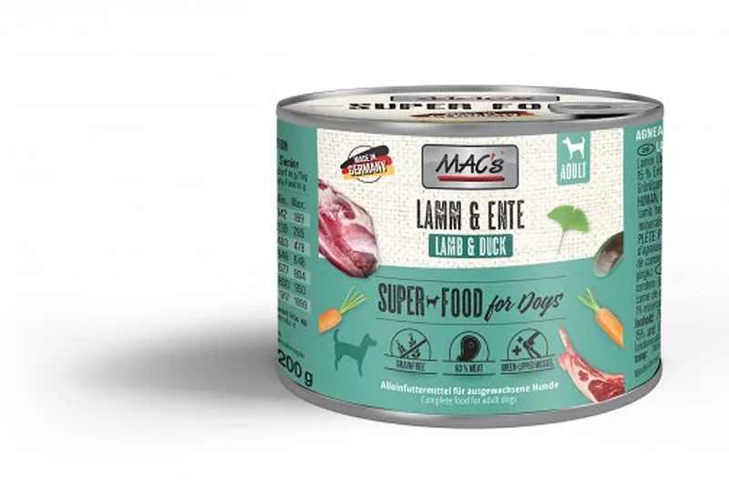 Hondenvoer Natvoer Blik - 93,8% Lam & Eend - 6 x 200g by MAC's – product photo