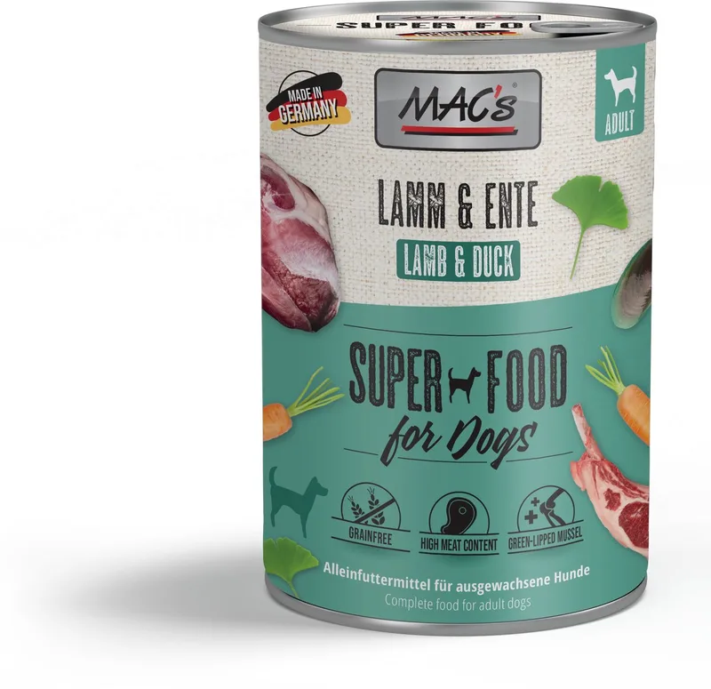 Hondenvoer Natvoer Blik - 93,8% Lam & Eend - 6 x 400g by MAC's – product photo