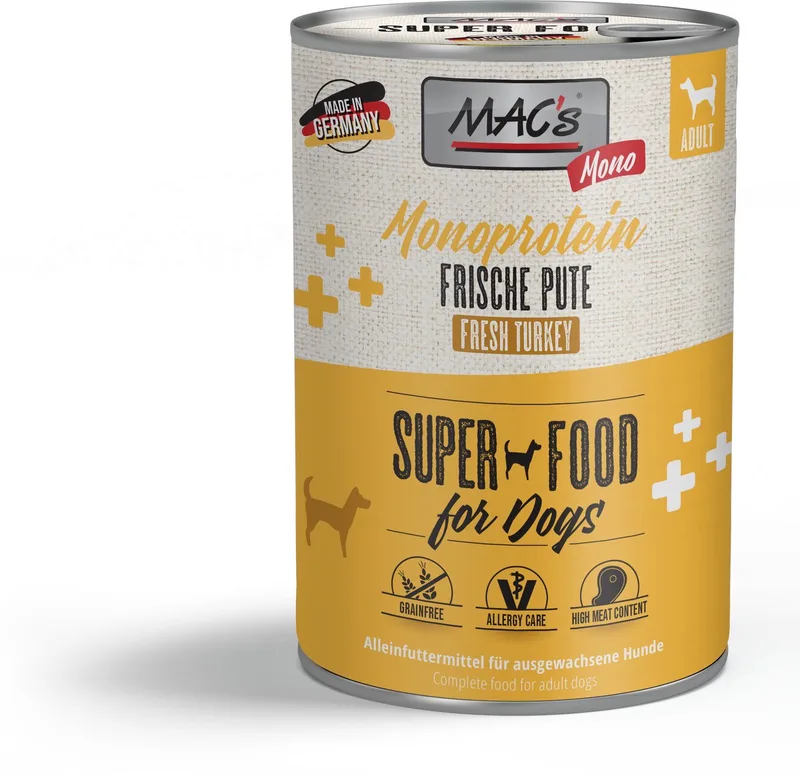 Hondenvoer Natvoer Blik - Mono Sensitive Kalkoen - 6 x 400g fra MAC's – produktbillede