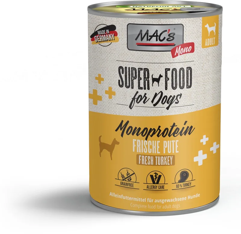 Hondenvoer Natvoer Blik - Mono Sensitive Kalkoen - 6 x 400g ook geschikt voor voedselgevoelige honden by MAC's – product photo