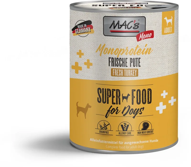 Hondenvoer Natvoer Blik - Mono Sensitive Kalkoen - 6 x 800g de MAC's – photo produit