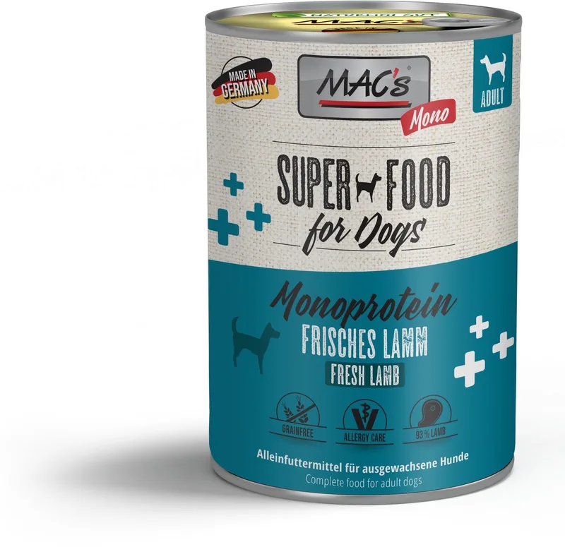 Hondenvoer Natvoer Blik - Mono Sensitive Lam - 6 x 400g ook geschikt voor voedselgevoelige honden de MAC's – photo produit