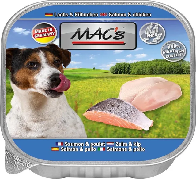 Hondenvoer Natvoer Vleeskuipje - 70% Zalm & Kip - 11 x 150 g