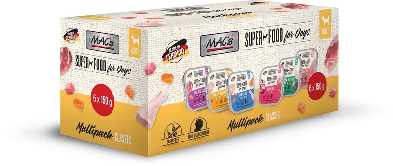 Hondenvoer Natvoer Vleeskuipjes - multipack 6x150g von MAC's – Produktfoto