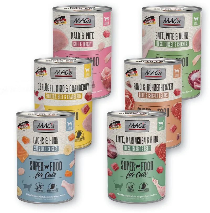 kattenvoer "Bestseller" 6x200gr met 6 verschillende smaken natvoer voor katten by MAC's – product photo