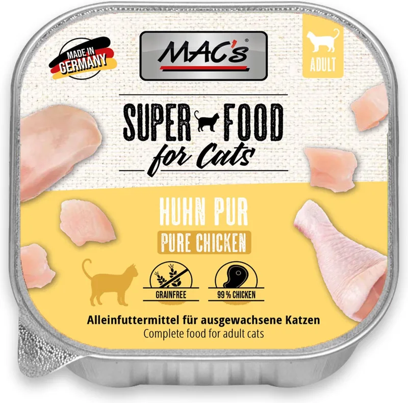 Kattenvoer kuipje 99% vlees - Kip 16 x 100g fra MAC's – produktbillede