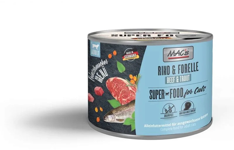 Kattenvoer Natvoer Blik - 70% Kalf & Gevogelte - 6 x 100g fra MAC's – produktbillede