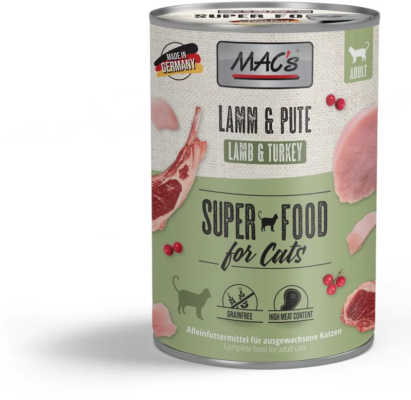 Kattenvoer Natvoer Blik - 95,8% Lam & Kalkoen - 6 x 400g by MAC's – product photo