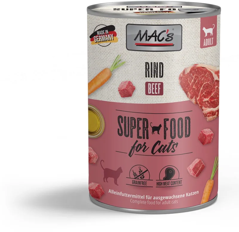 Kattenvoer Natvoer Blik - 95,8% Rundvlees - 6 x 400g von MAC's – Produktfoto