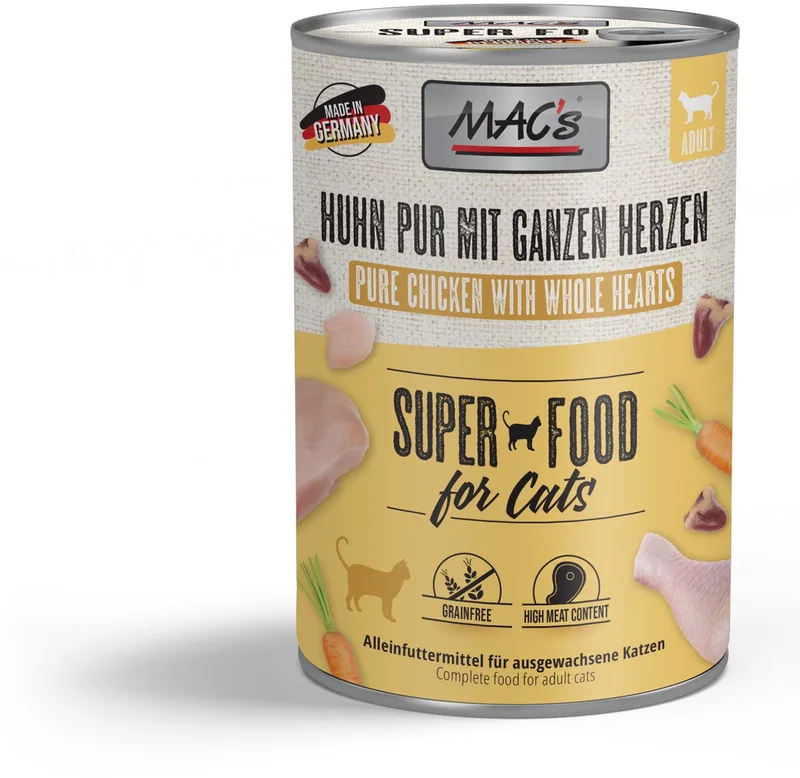 Kattenvoer Natvoer Blik - 96% Kippenvlees en Kippenhartjes - 6 x 400g by MAC's – product photo
