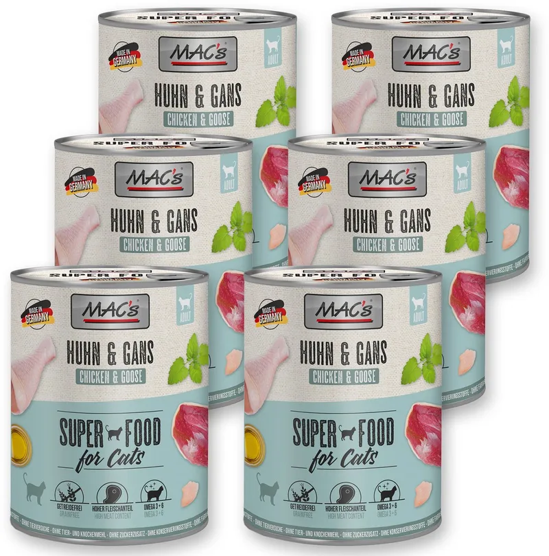 Kattenvoer Natvoer Blik - 98,7% Kip en Gans - 6 x 800g de MAC's – photo produit