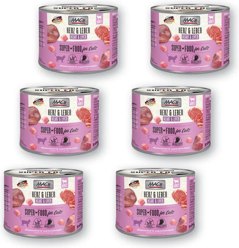 Kattenvoer Natvoer Blik 98.8% Hart & Lever 6 x 200g by MAC's – product photo