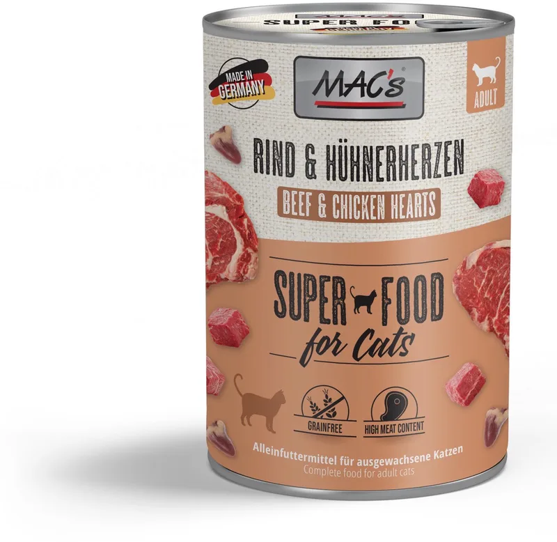 Kattenvoer Natvoer Blik - 99% Rund & Kippenhart - 6 x 400g by MAC's – product photo