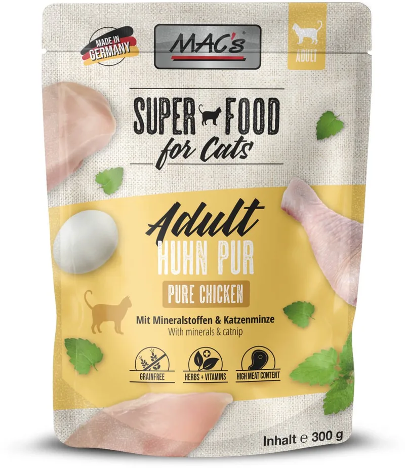kattenvoer natvoer - maaltijdzakje - Puur Kip - hoog vlees gehalte 98,9% _ 6x 300g de MAC's – photo produit