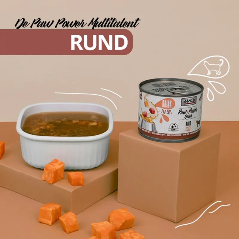 kattenvoer natvoer – power drink beef - met taurine, vitaminen en mineralen – voor het maken van kattenijs, gezonde kattensnack - katten soep of topping 6x 200gr von MAC's – Produktfoto