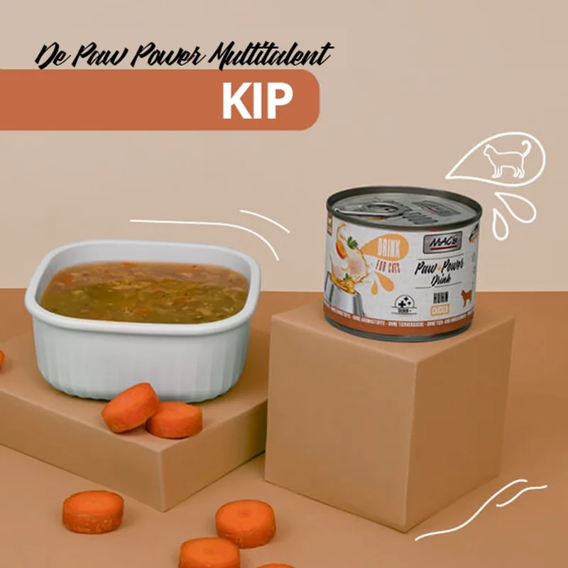 kattenvoer natvoer – power drink kip - met taurine, vitaminen en mineralen – voor het maken van kattenijs, gezonde kattensnack - katten soep of topping 6x 200gr von MAC's – Produktfoto