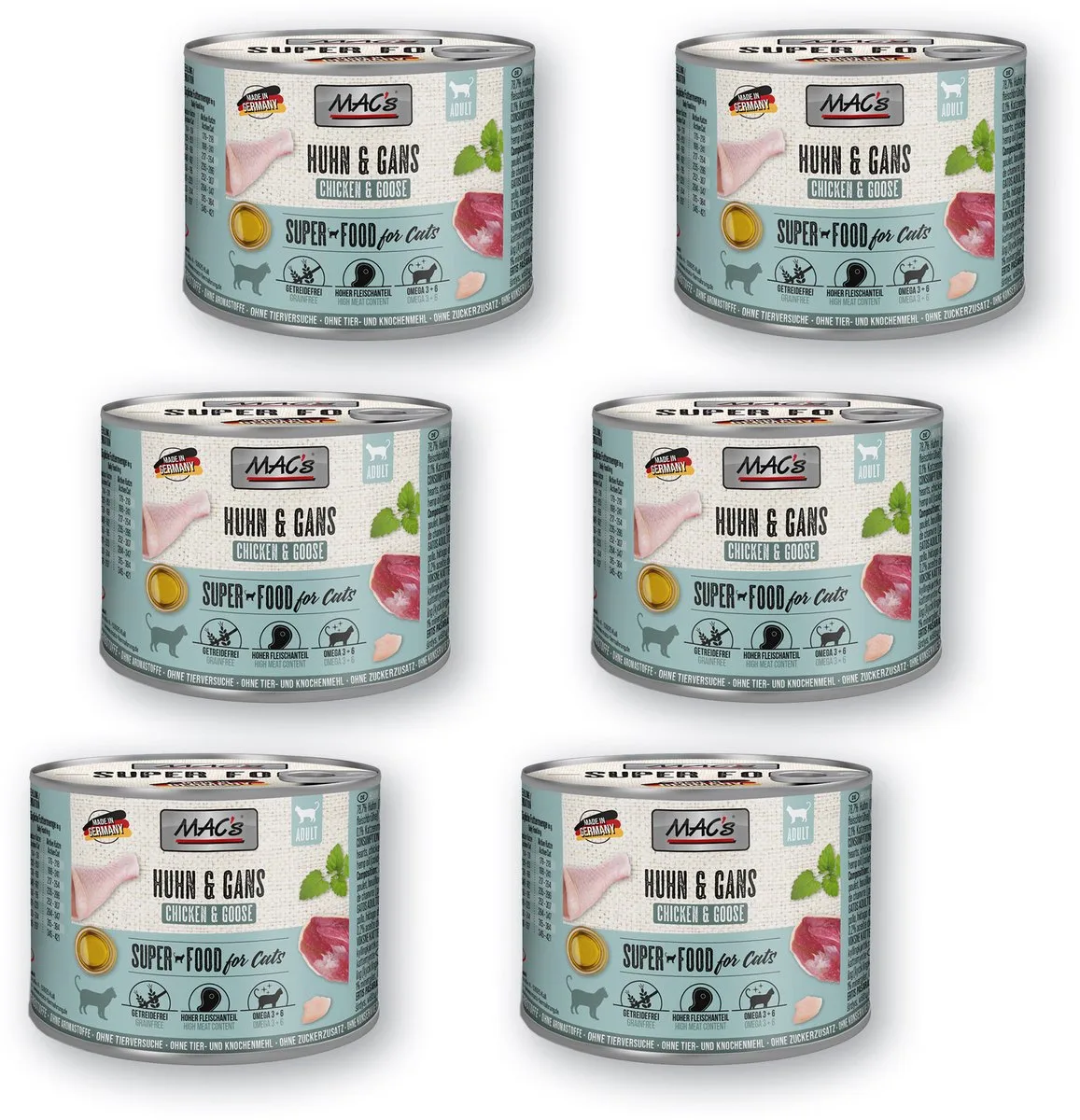 Natvoer Blik 98,7% Kip & Gans 6 x 200g från MAC's – produktbild