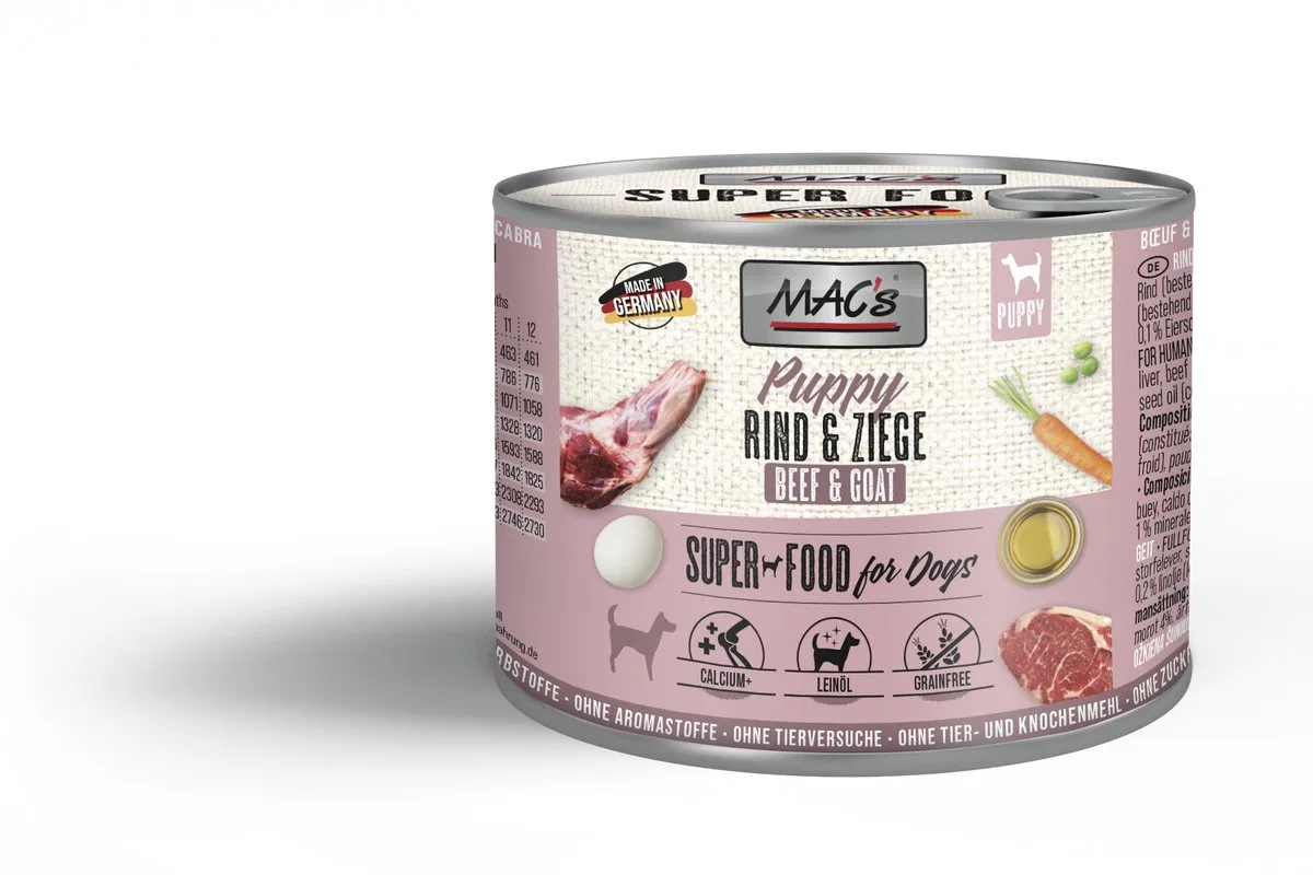 puppy voer - 90,7% vlees Rund & Geit 6x 200gr by MAC's – product photo