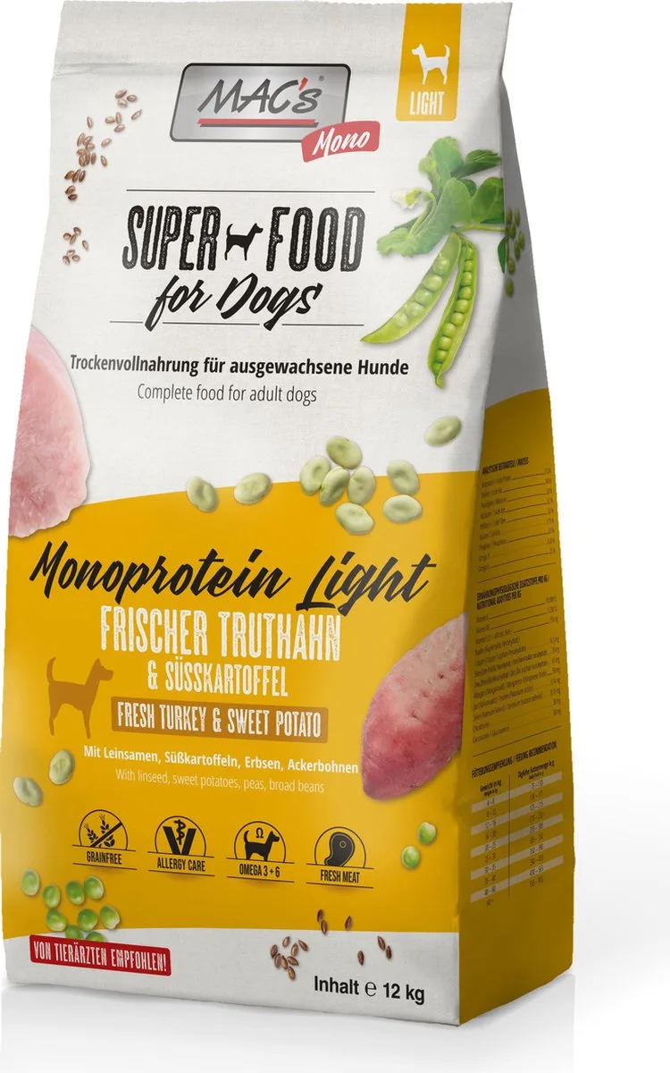 Superfood Hondenvoer Droogvoer - Mono Senior/Light - 12kg - Hondenbrokken von MAC's – Produktfoto