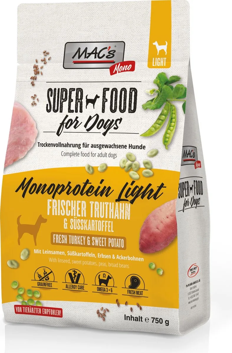 Superfood Hondenvoer Droogvoer - Mono Senior/Light - 750g - Hondenbrokken by MAC's – product photo