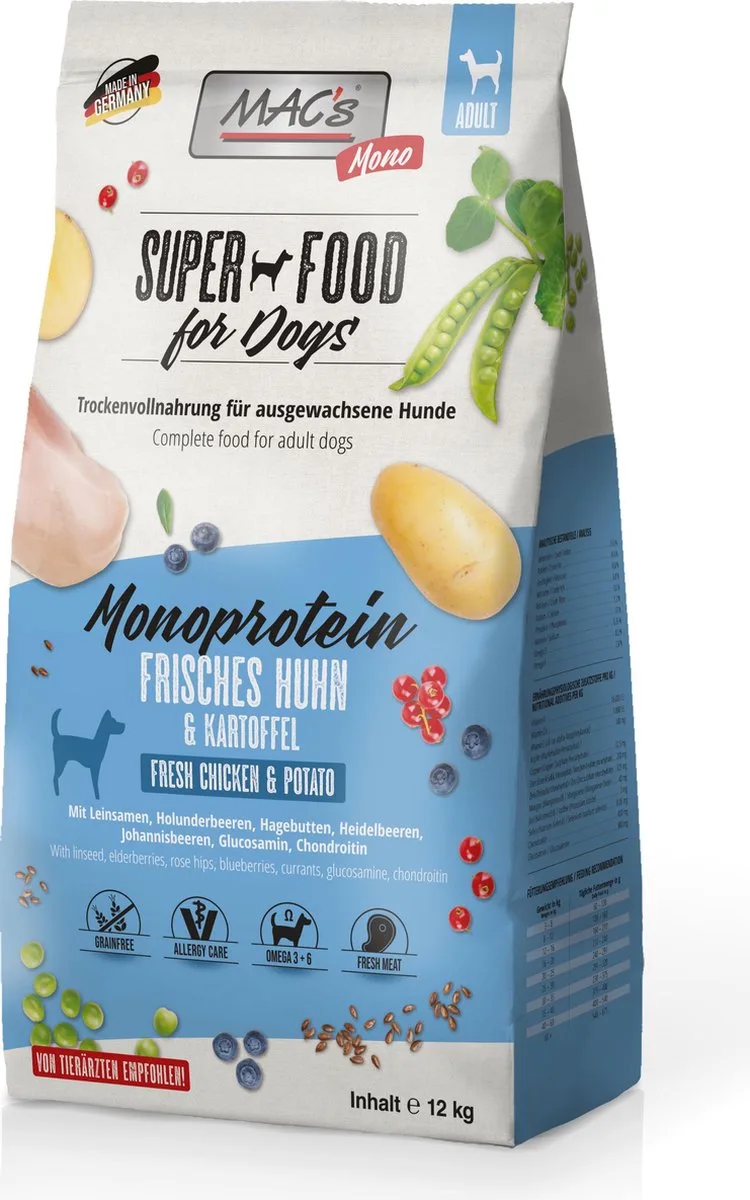Superfood Hondenvoer Hondenbrokken - Mono Kip & Aardappel - 12kg de MAC's – photo produit