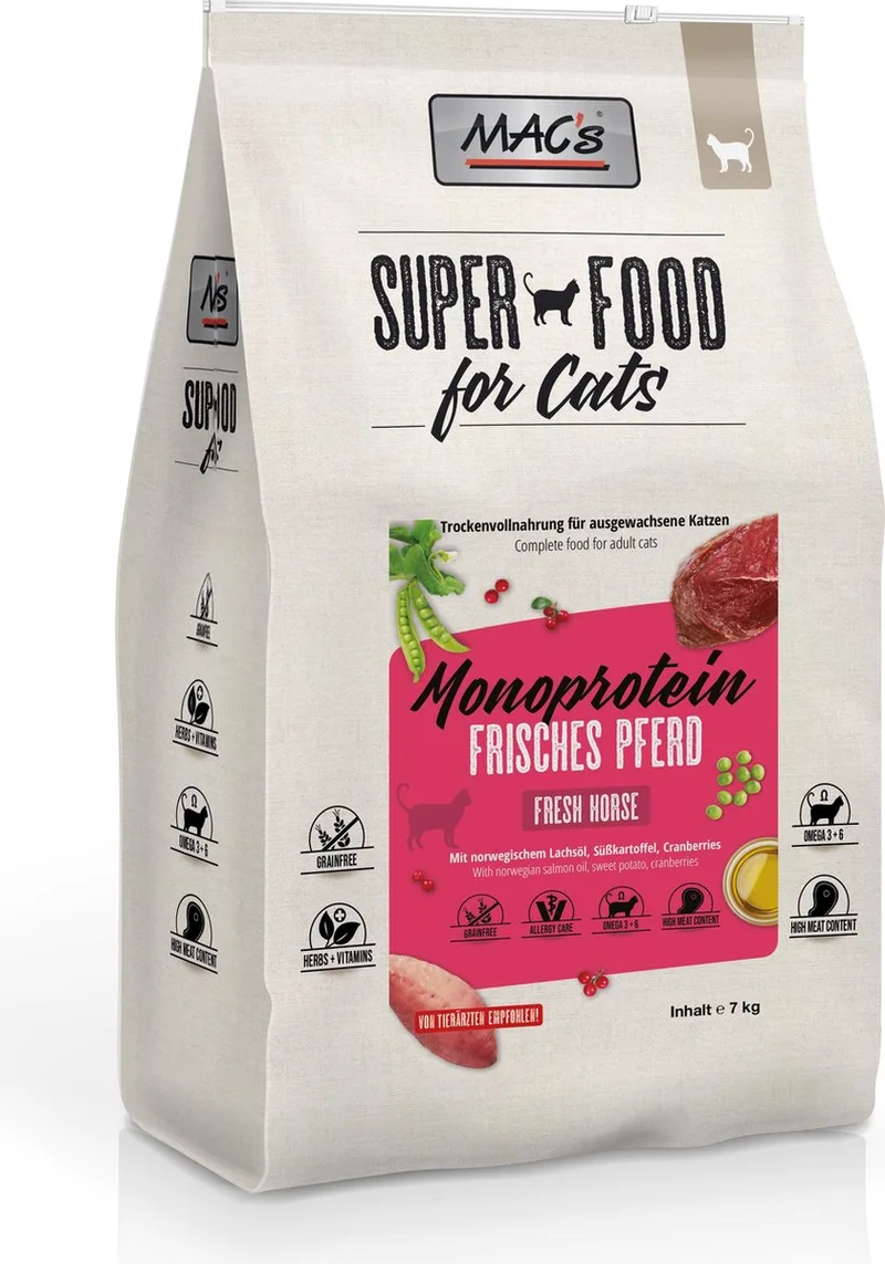 Superfood Kattenvoer - Mono Proteïne Paardenvlees - 7 kg - Kattenbrokken de MAC's – photo produit