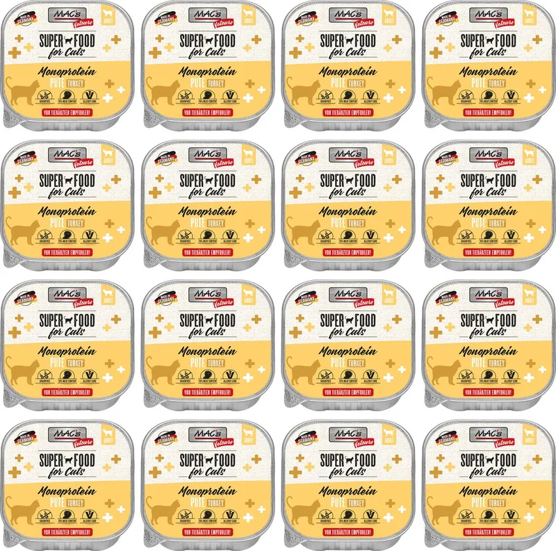Vetcare Kattenvoer - Mono proteïne - 70% Kalkoen - 16 x 100g de MAC's – photo produit