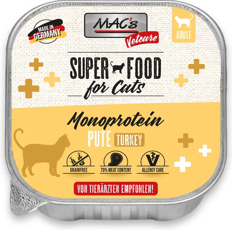 Vetcare Kattenvoer - Mono proteïne - 70% Kalkoen - 8 x 100g by MAC's – product photo