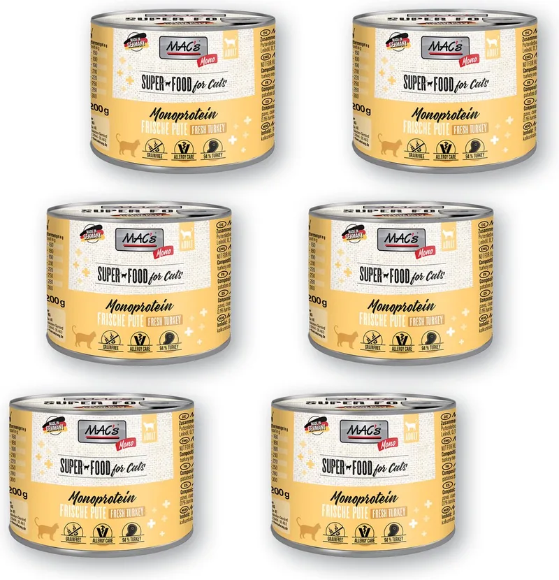 Vetcare Kattenvoer - Mono proteïne - 96.8% Puur Kalkoen - 6 x 200g by MAC's – product photo
