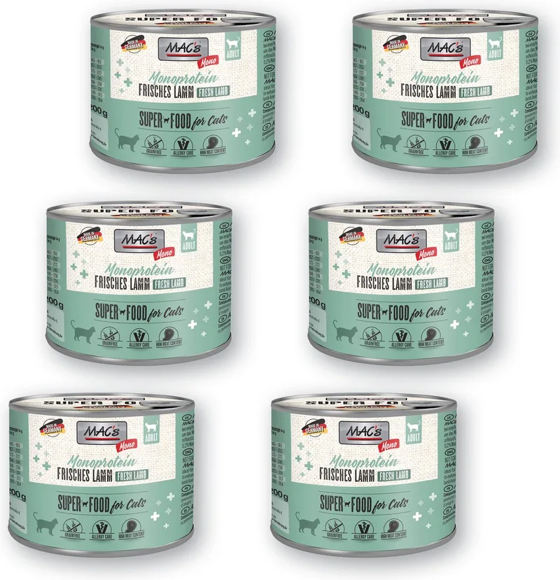 Vetcare Kattenvoer - Mono proteïne - 96,8% Puur Lam 6 x 200g by MAC's – product photo